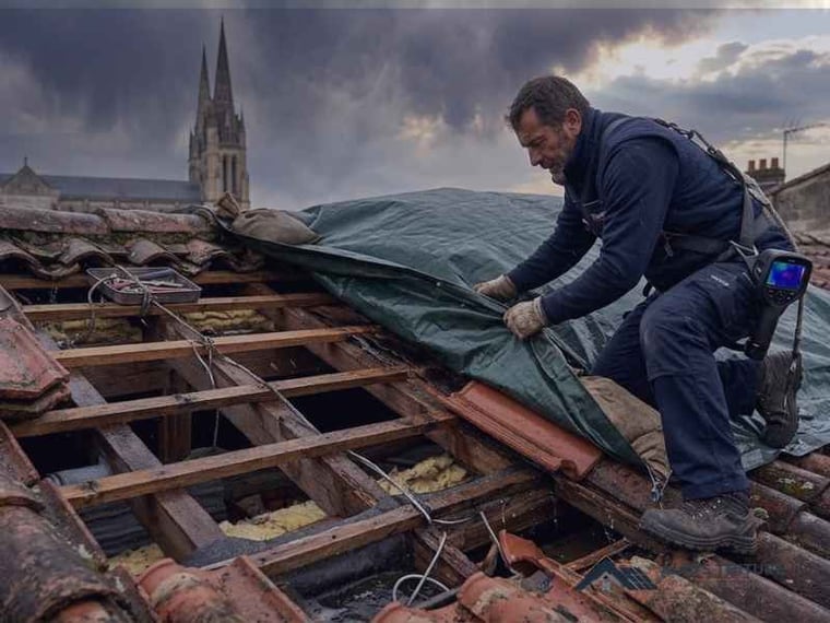 Urgence fuite de toiture — chantier Altys Toiture à Bruges
